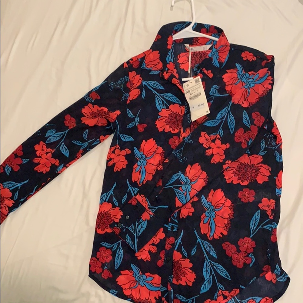 *NEW* Zara Floral Women Blouse, Size XS